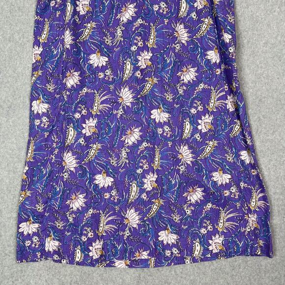 J. Jill Love Linen Purple Floral Sleeveless Shift Dress Size Medium Petite - Picture 3 of 9